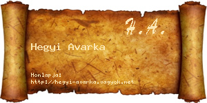 Hegyi Avarka névjegykártya